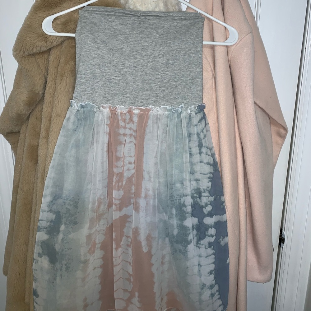 Kimchi Blue watercolor strapless day dress